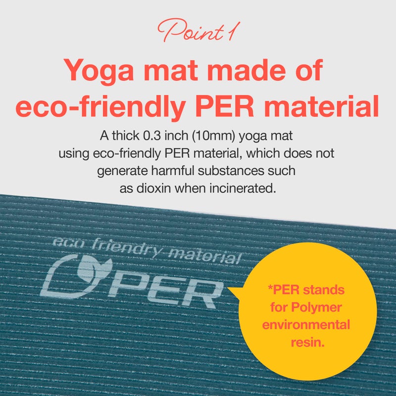 Primasole Yoga Mat Eco-Friendly Material 1/2"(10mm) Non-Slip Yoga Pilates Fitness at Home & Gym Twin Color Jango Green/Black PSS91NH075A - Image 2